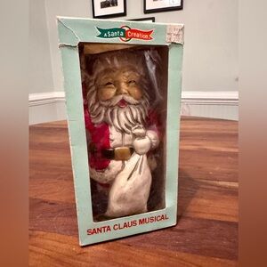 Vintage Santa Claus Musical Rotating Figure Jingle Bells Made In Japan w/box!